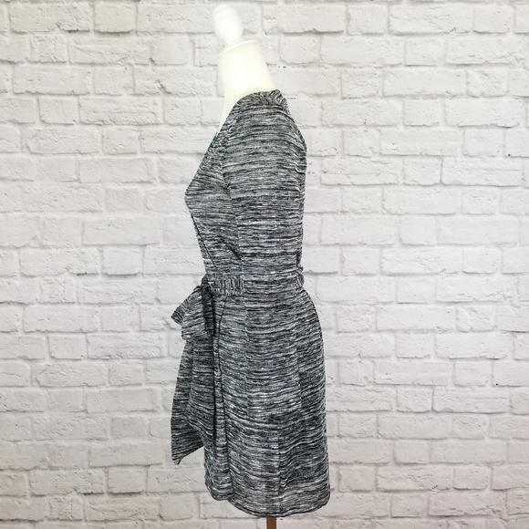 T-bags Los Angeles black white wrap long sleeve v neck sweater dress size XS - Picture 4 of 8